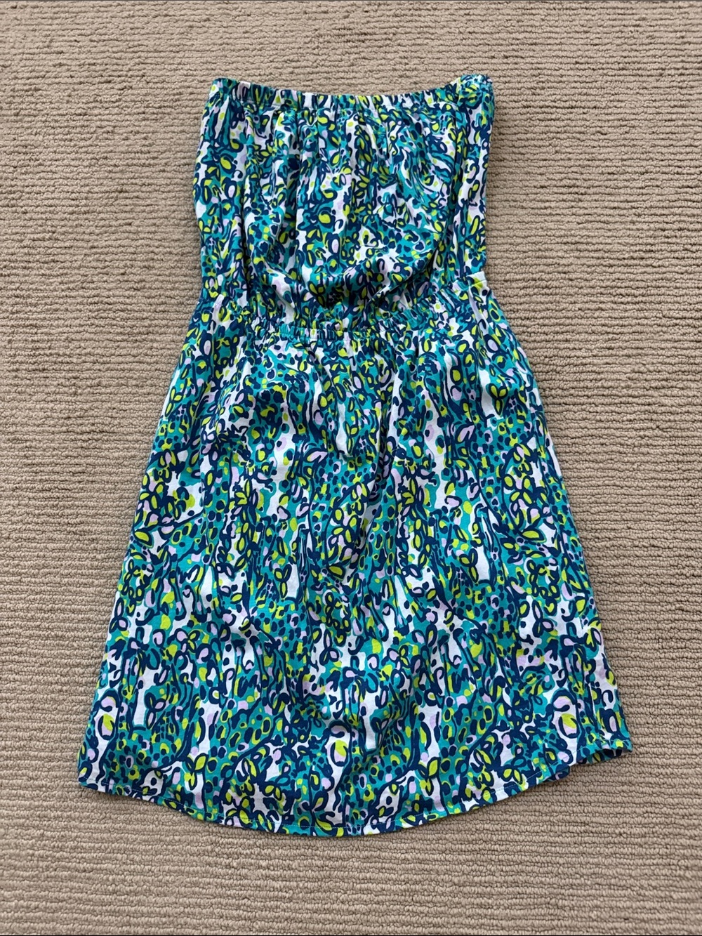 Lilly Pulitzer Blue Green Print Strapless Sundress - Picture 1 of 1